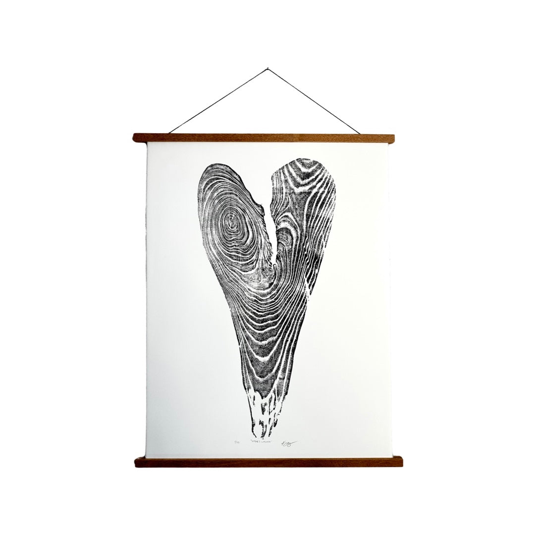 Heart Shaped wood slice print